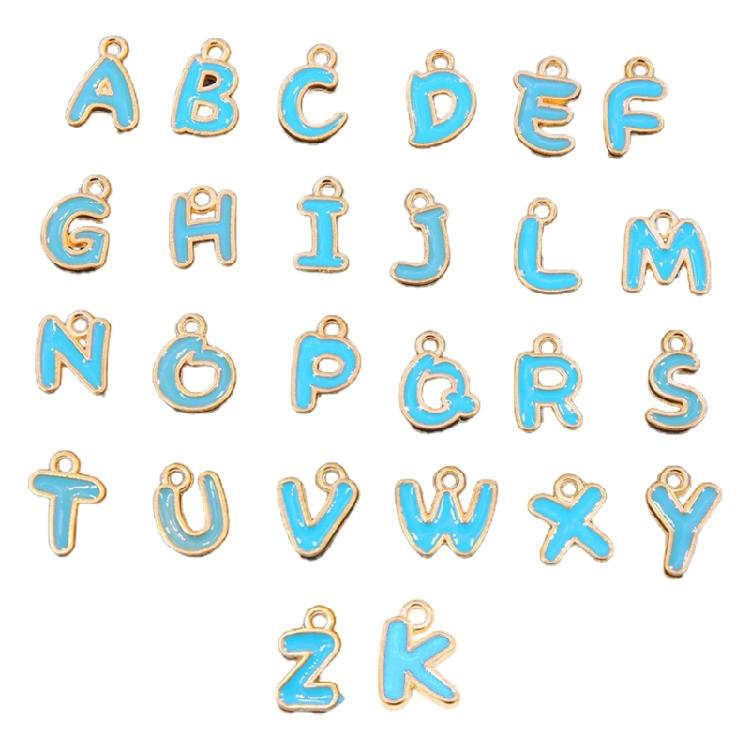 ABC Alphabet Mini A-Z Letter Pendant for Personalized Jewelry Making Letter Set синий