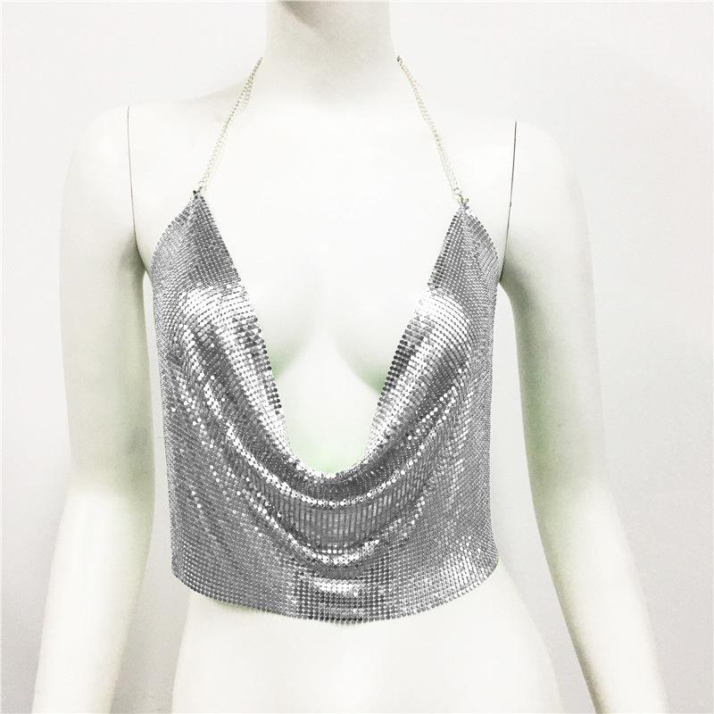 European & American Sexy Sequin Top - Women's Nightclub Party Wear 