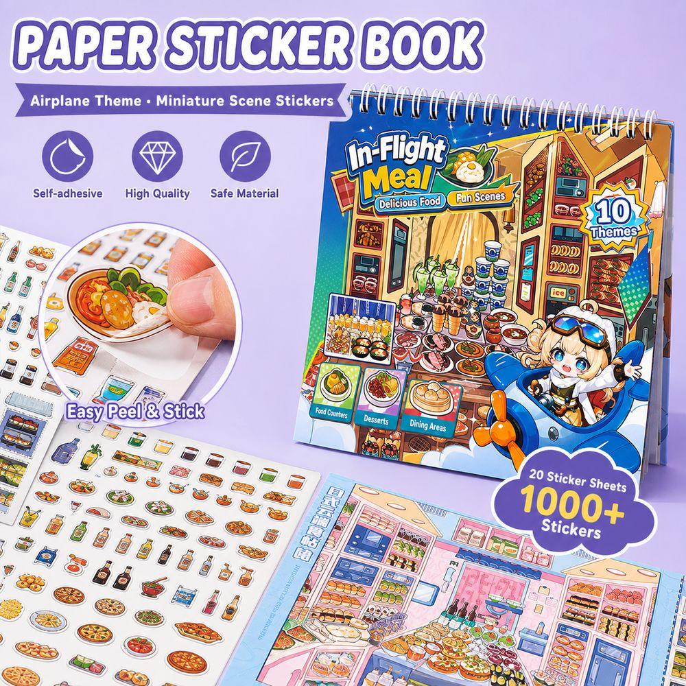 Paper Sticker Book Airplane Theme Miniature Scene Sticker Landscape Sticker Stationery Supplies