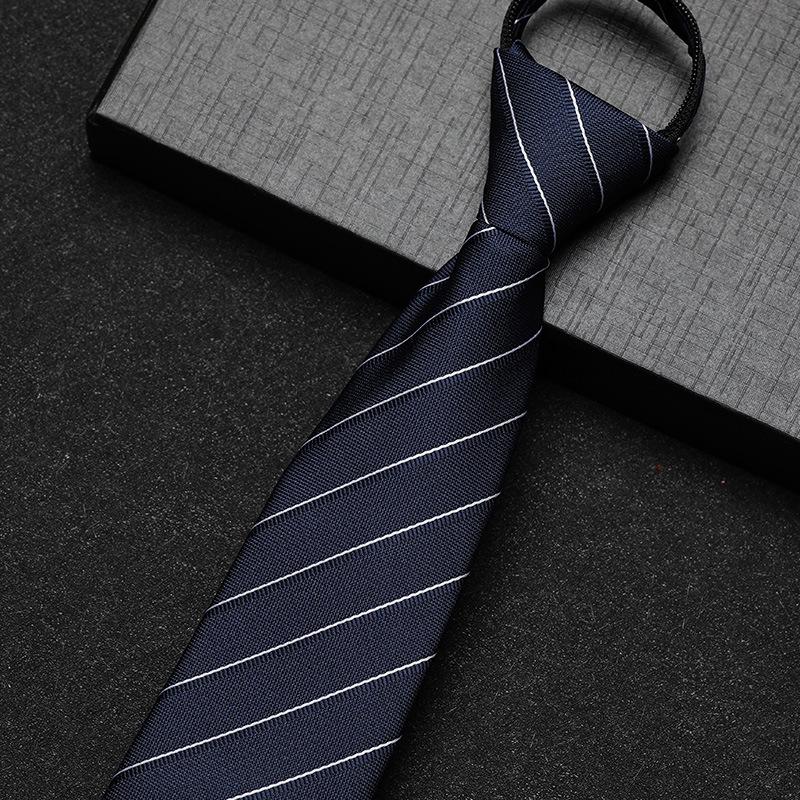 Business Dress Lazy Zipper Free Groom Best Man Wedding Korean Narrow Shirt Striped Plaid Tie