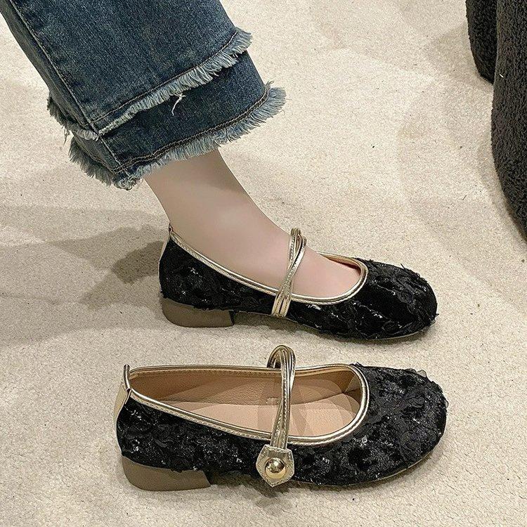 New Elegant Mary Jane Shoes for Women Fashion Slip-on Flat Shoes Designer Buckle Lightweight High Quality Round Toe Shoes 2025