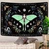 1pc Moon Moth with Phases and Floral Tapestry  Mystical Night Sky Wall Hanging Decor for Bohemian Home Mystical Bohemian Decor