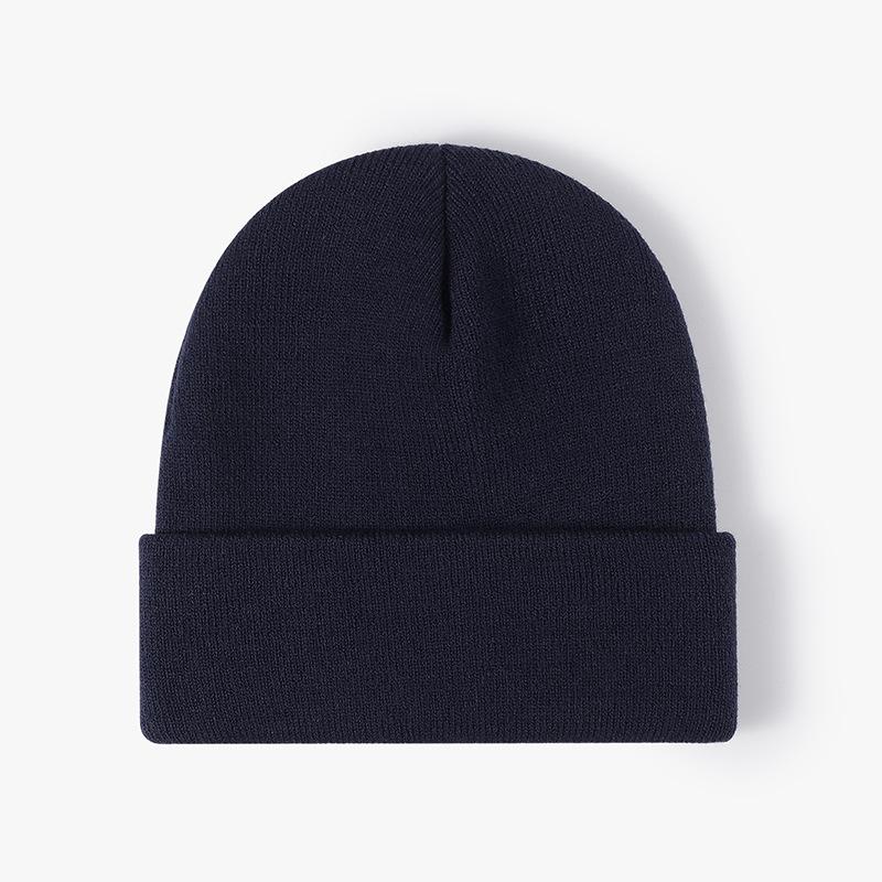 Unisex Winter Warm Ribbed Knitted Hat Acrylic Beanie with Custom Logo Digital Printing Solid Color and Cuffed Design