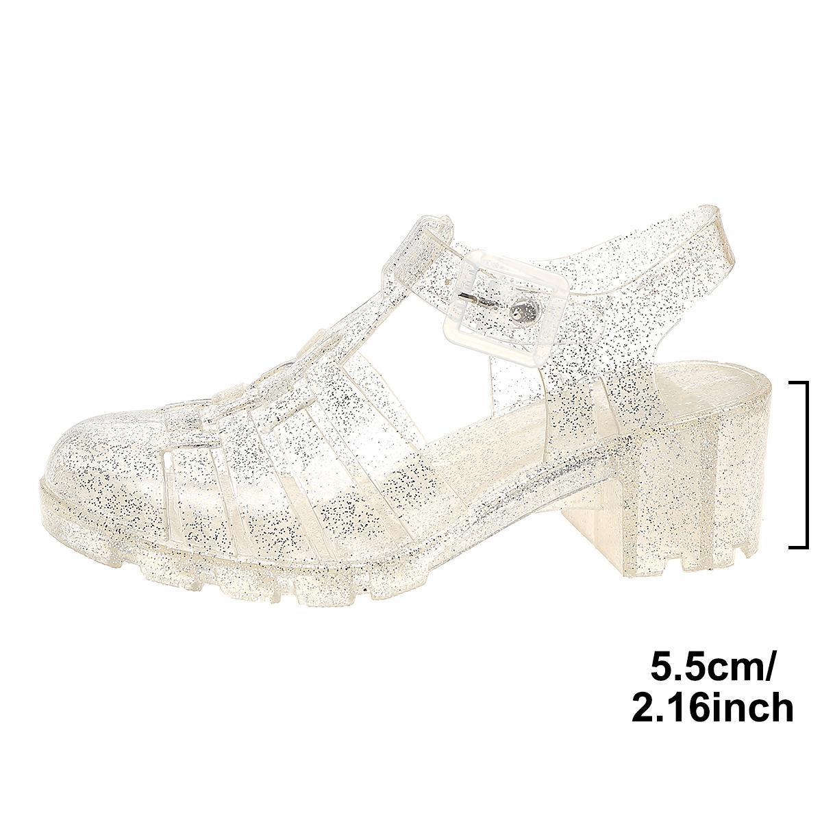 

Versatile Women s Summer Plastic High Heels Anti-Slip Transparent Crystal Jelly Shoes Princess Style Cross-Border Trade Footwear 36