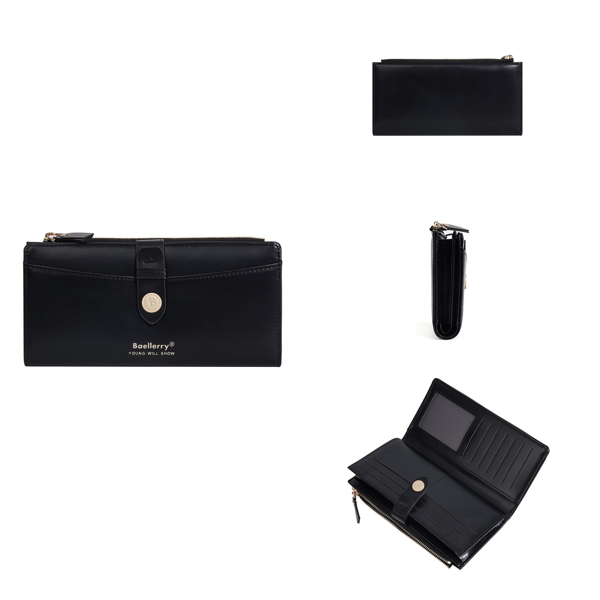 Multi-card women s wallet, high-end sense, large-capacity clutch bag ins women s simple PU bag one size чёрный