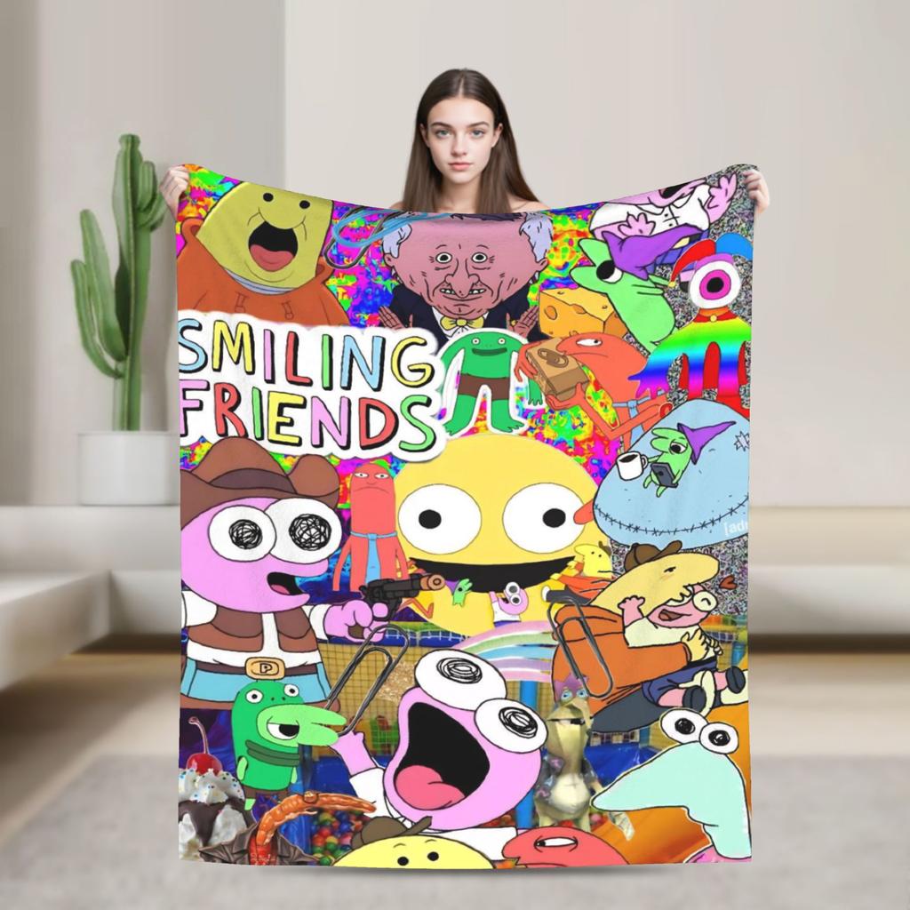 Smiling Friends Pim a Charlie Potisk Deky Pánské Dámské Super Měkké Útulné Přehozy do Obývacího Pokojí 50x60 Palců Více Velikostí