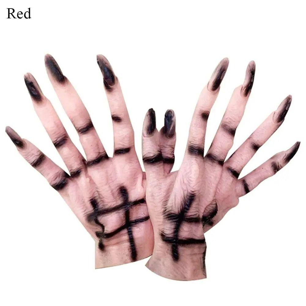 Gumové halloweenské rukavice Černé cosplay rukavice Party potřeby Kostýmové rukavice Pro ženy
