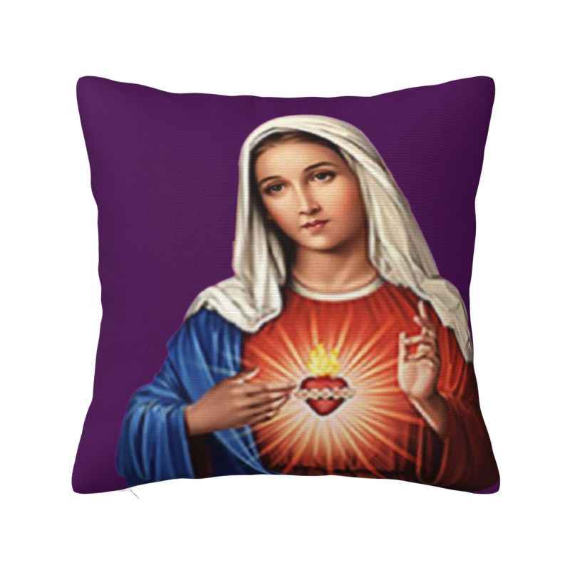Nordic Our Lady Of Guadalupe Virgen Maria Zarape Cushion Cover Velvet Virgin Mary Catholic Pillow Case Decoration 30x30cm 12x12in