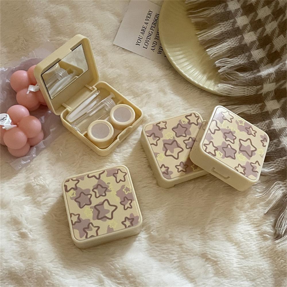 Contact Lens Storage Case Portable Lens Case With Mirror Travel Lens Box Pink For Makeup Bag Travelers Work