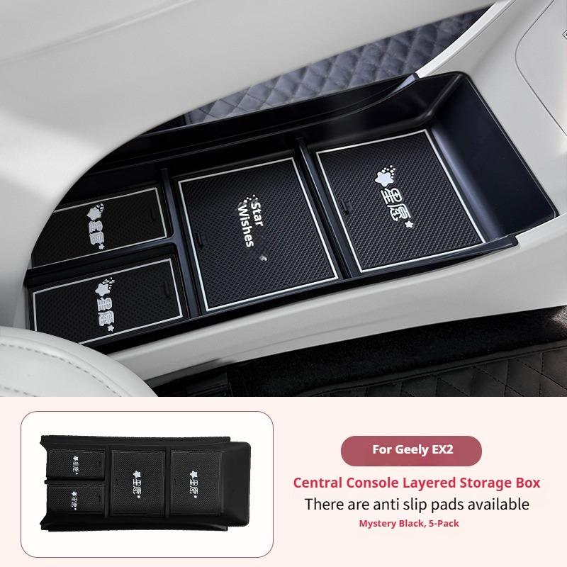 For Geely EX2 Car Layered Storage Box Below The Central Control  Armrest Box Tray Storage Device Automotive Interior Accessories