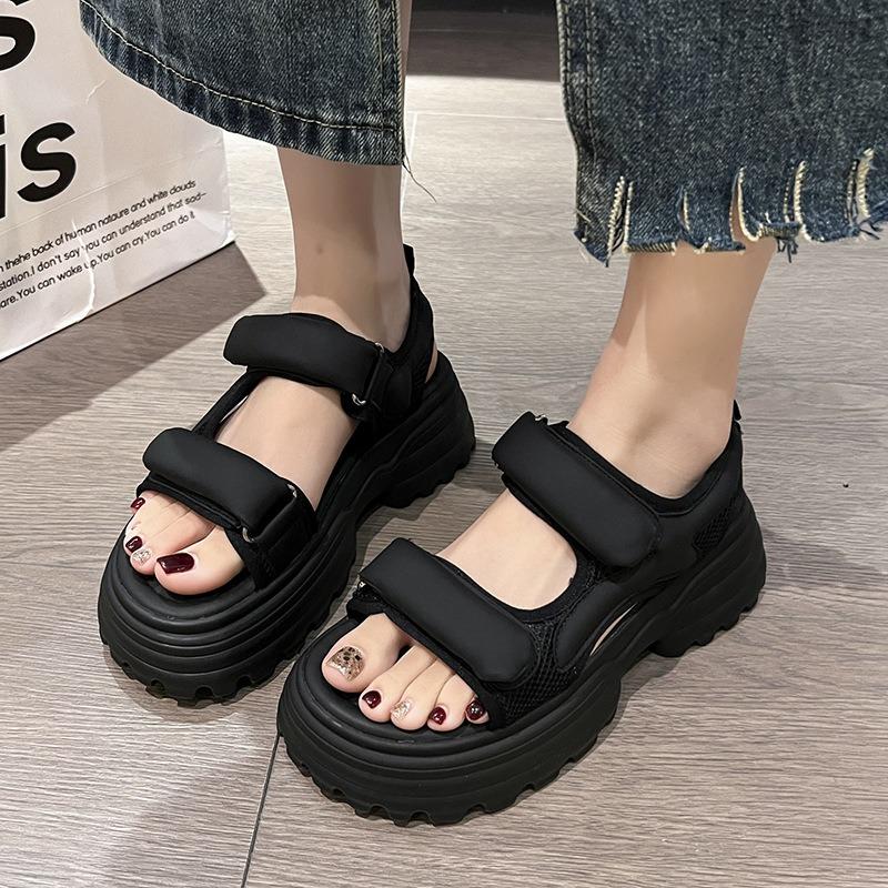 Platform Casual Sandals Female Students Summer New Versatile Velcro Muffin Sports Large Size Beach Women's Shoes