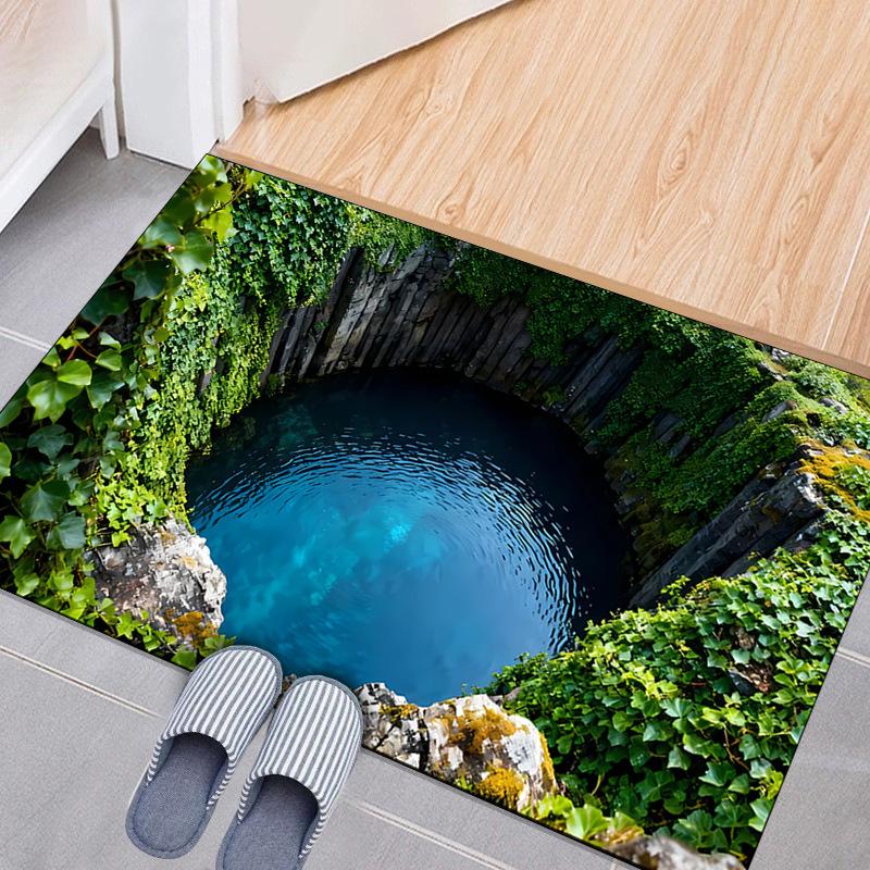 3D Stereoscopic Vision Floor Mat, Entrance Foyer Carpet, Dirt-resistant and Easy-to-maintain Crystal Velvet Floor Mat