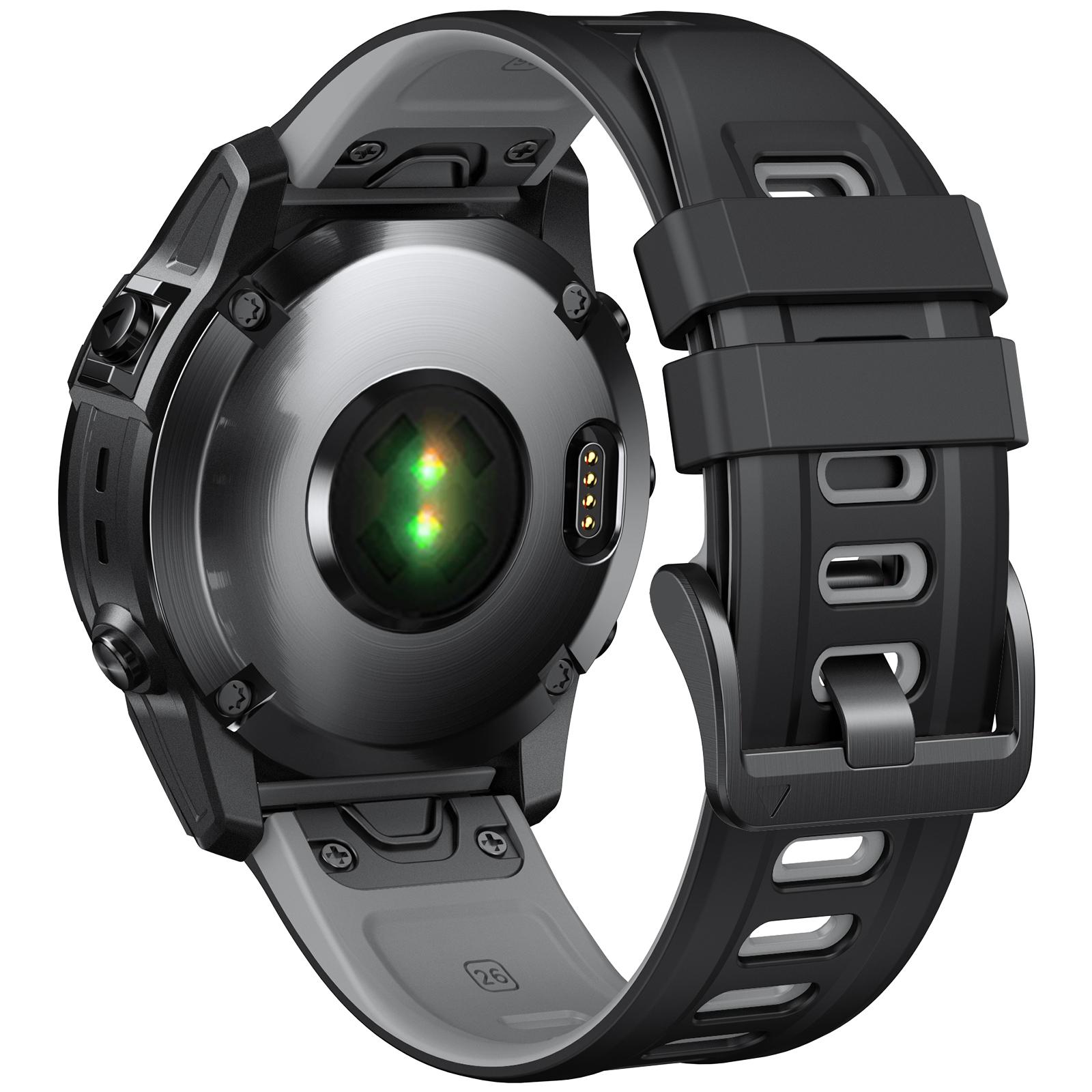 

Двухцветный мягкий силиконовый ремешок для часов Garmin Fenix 7X Pro QuickFit 26 мм, ремешок-браслет для Garmin epix Pro Gen 2 51 мм QuickFit 26mm черный серый