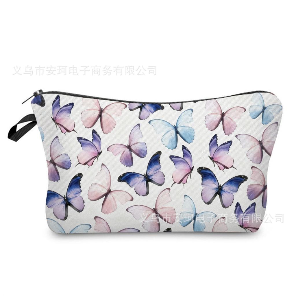 Butterfly Printing Makeup Bag, Nail Polish Storage Bag, Washable Toilet Bag for Daily Travel