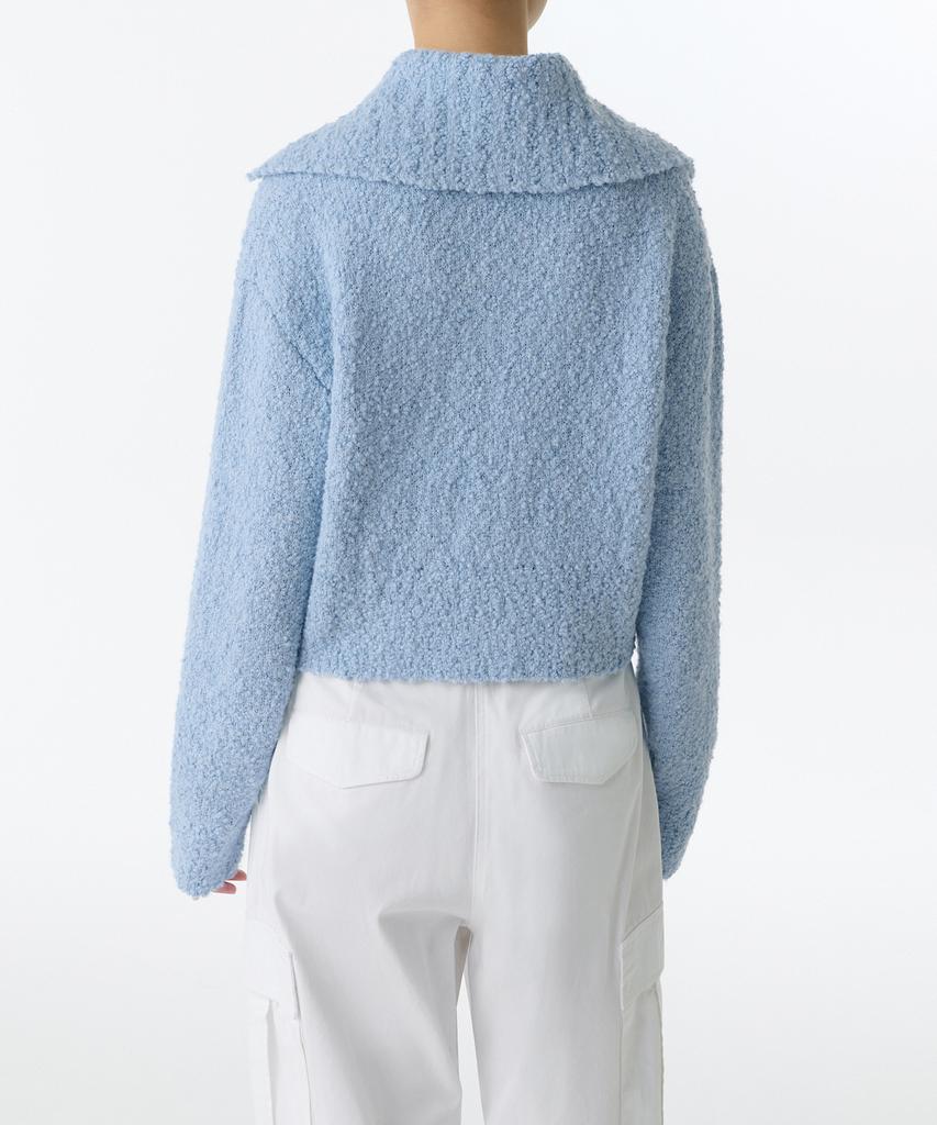 Musinsa Standard Woman Bubble Yarn Collared Cardigan [Light Blue]
