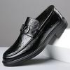Men's Shiny Leather Double Buckle Monk Shoes - Pointed Toe, British Style, Business Casual.