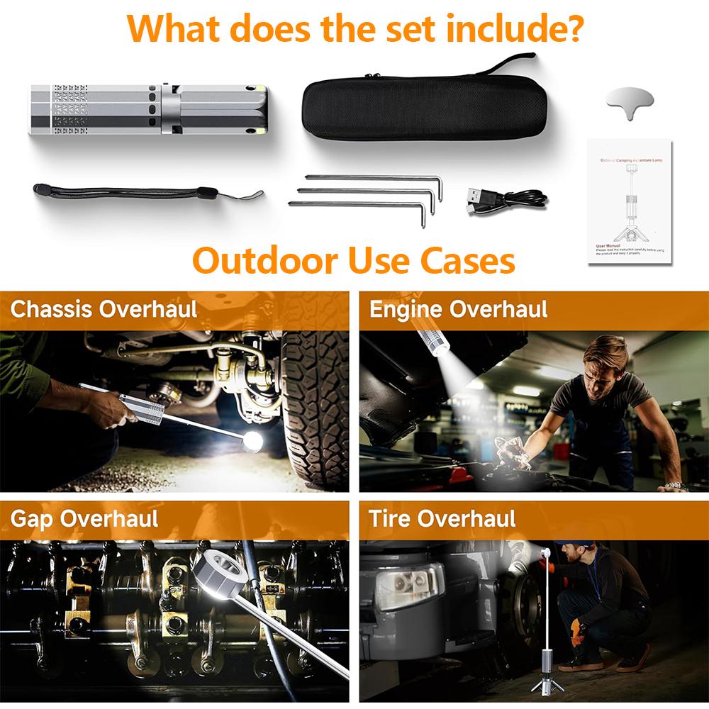 Telescopic Camping Light 15600mAh Rechargeable Camping Lantern with Storage Bag Dimmable Magnetic Tent Lamp Waterproof Emergency