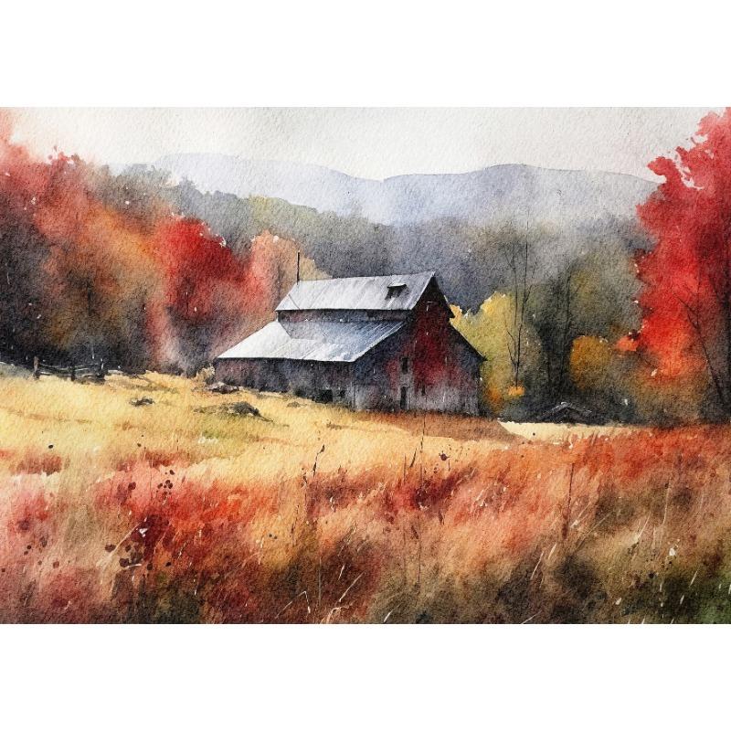 

Акварель Ферма Деревенский Коттедж Пейзаж Плакат Картина на холсте Импрессионизм Фермерский дом Настенная картина Гостиная Домашний декор 21cm×30cm NoFrame