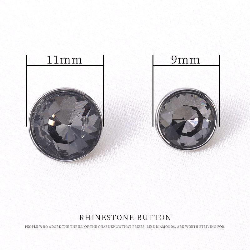 5pcs High-End Glass Colored Rhinestone Buckle Shirt Shirt Cardigan Sweater Button Round Versatile Small Fragrant Decorative Button