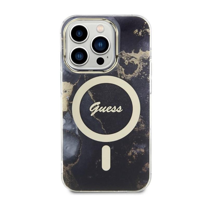 Guess Golden Marble Magsafe - Etui Iphone 14 Pro Max (Czarny)