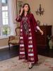 AB052 Women's Embroidered Striped Abaya - Middle East Arabic Muslim Robe