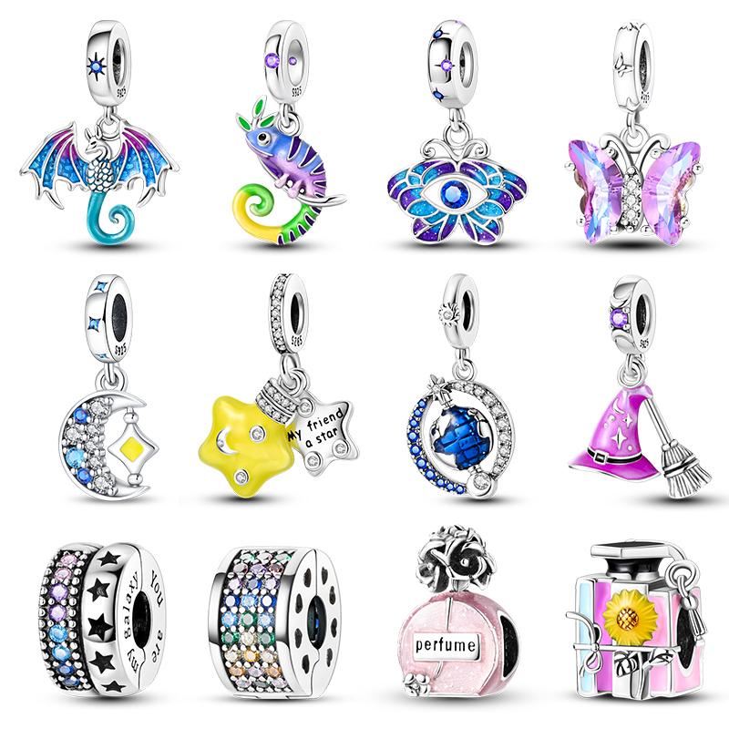 

100% 925 серебряная пластина Фэнтези Летающий дракон Таинственная бабочка подвески Подвески подходят оригинальные браслеты DIY ювелирные изделия DIY