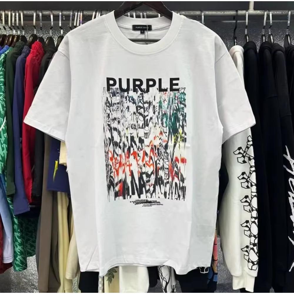 Purple Brand T Shirt Men Women Inset Crewneck Collar Regular Fit Cotton Print Tops US S-XL More Color