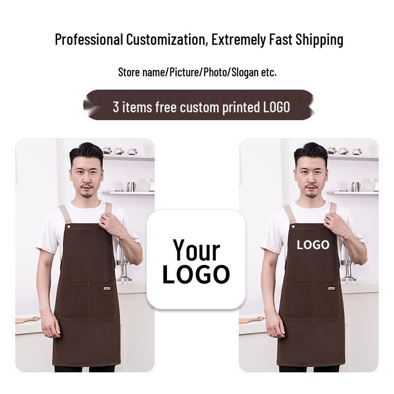 Unisex Waterproof Canvas Waist Apron for Kitchen & Catering - Custom Logo Printing Available