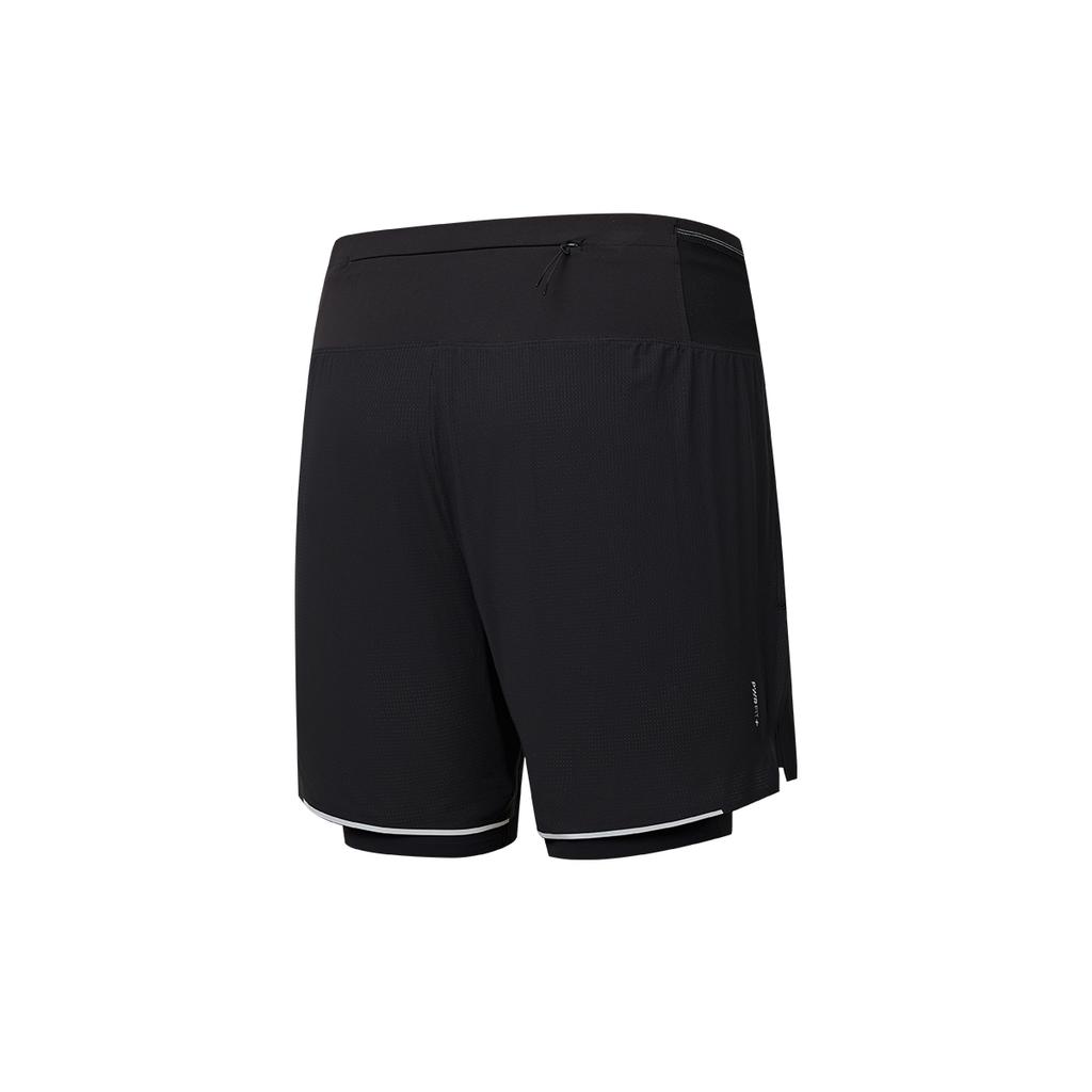 SAUCONY Solid Color Lace-Up Elastic Woven Sports Shorts Men Shorts Black SC2240193A-BK01