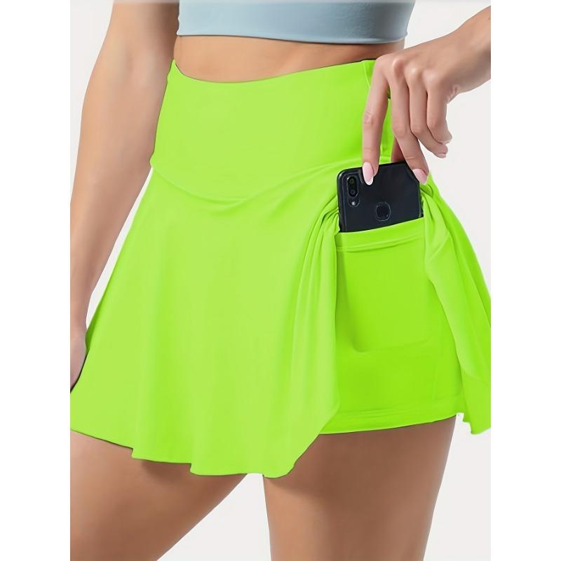 Gonne-pantalone sportive tinta unita con tasca per telefono, per tennis, golf e yoga