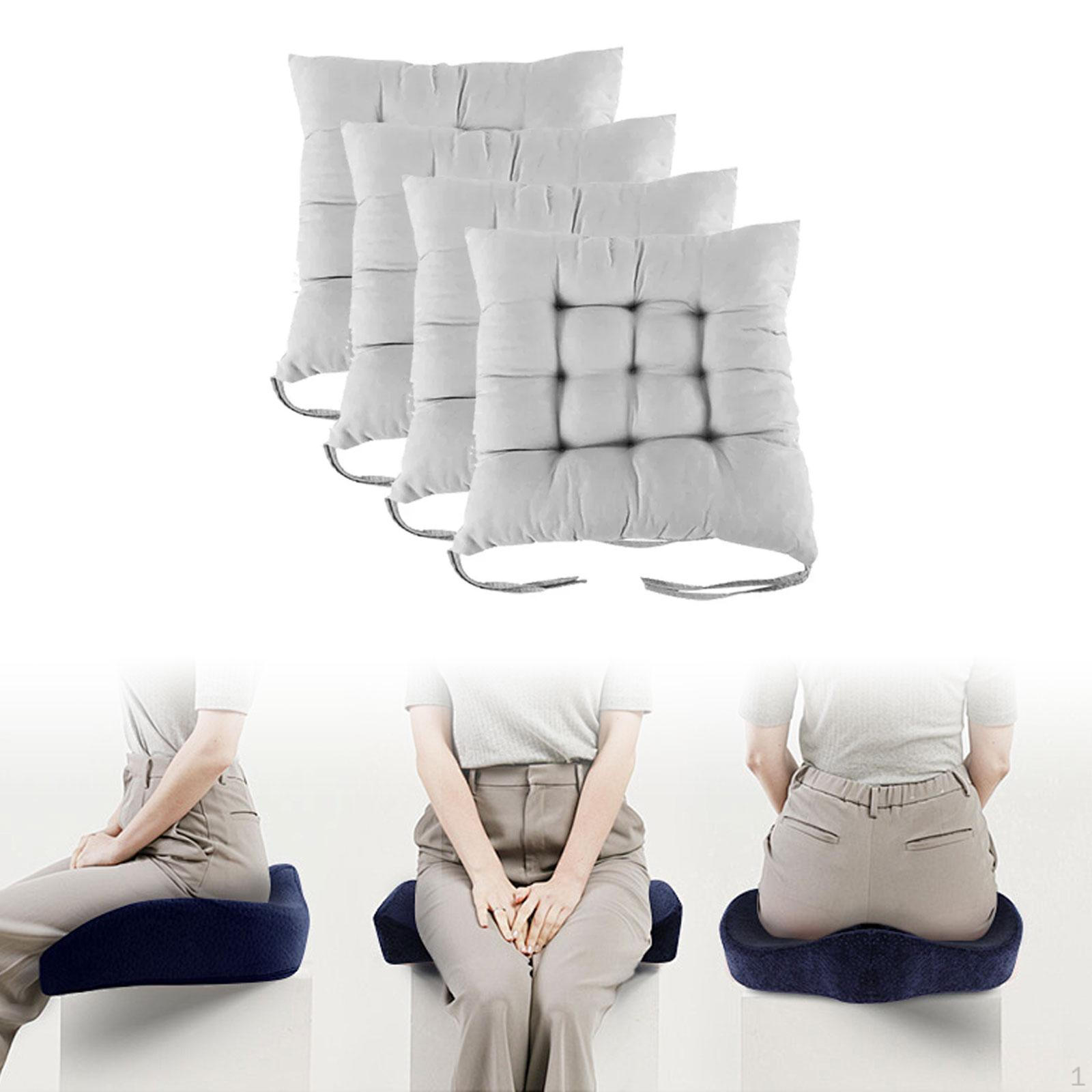 

4 Pack Chair Cushions for Indoor Kitchen Use with Ties, Non-Slip Design сірий колір