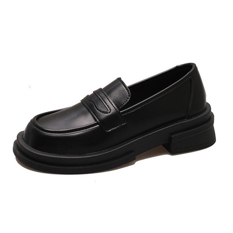 British Style Small Leather Shoes Women'S Japanese Black Platform With Skirt Gentle Loafers