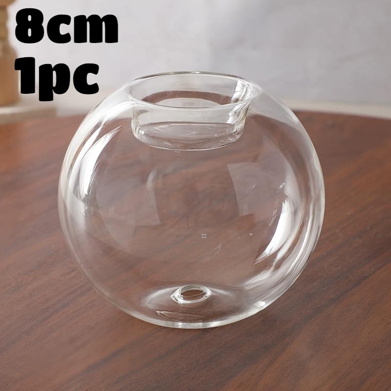 

8/10/12cm Clear Glass Tea Spot Candle Holder Hollow Round Light Glass Candles Candlestick Living Room Wedding Party Home Decor