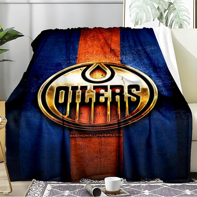 Energetic Oilers Team Spirit Blanket Flannel Throw for Sofa, Indoor, Camping, Living Room, Office, Chair, And Bed Soft Birthday Gift