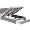 4ft6 Double Size Ottoman Bed Frame, with Front Drawer - Grey