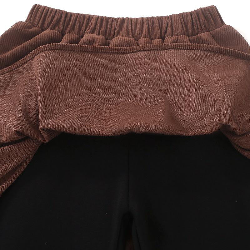 Teens School Girls Culottes Fleece Lined Skirt-Pants Winter Thickened Skirted Leggings Kids Fake Two-Piece Pleated Skirt Tights
