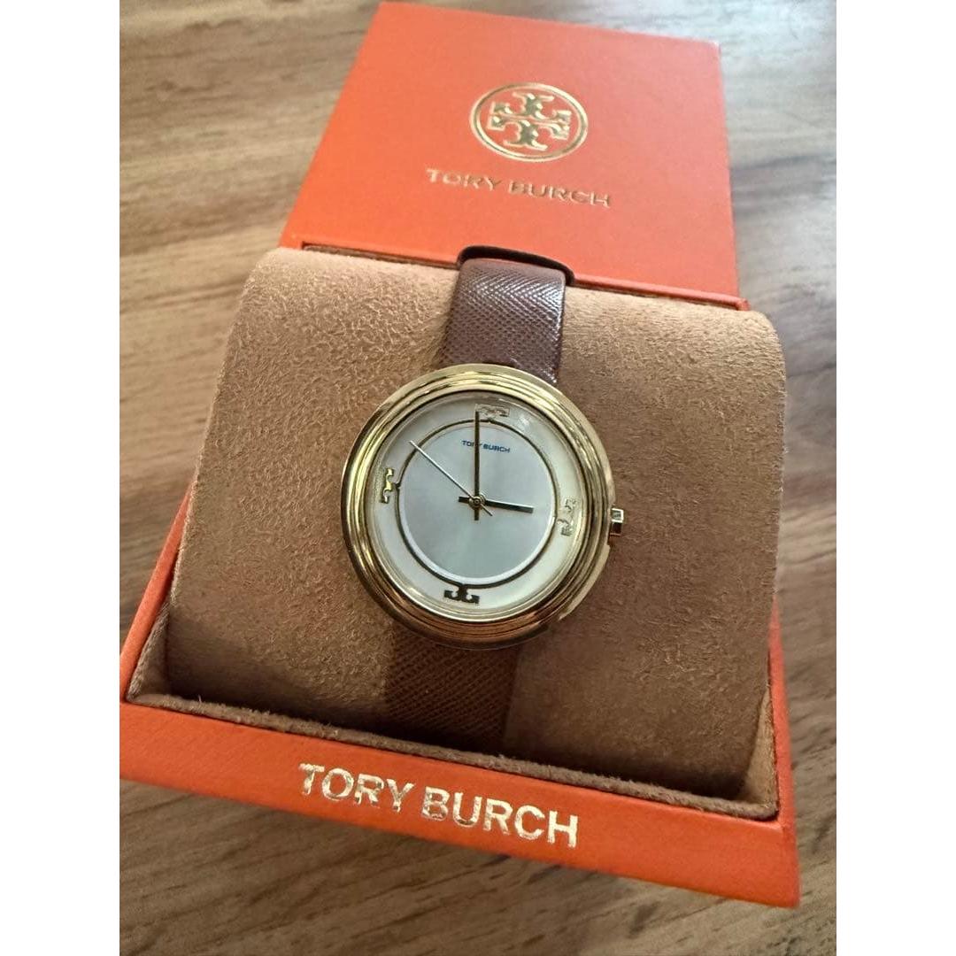 Used TORY BURCH watch gold brown