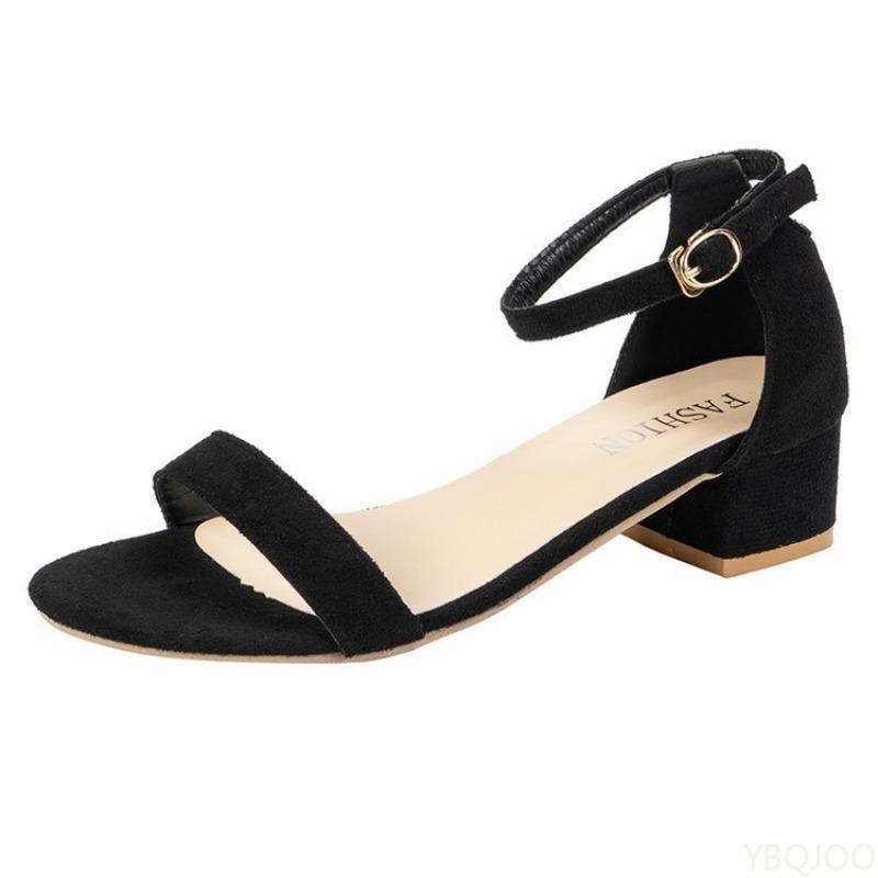 Fashion Women Summer 2025 Versatile Comfortable High Heels Sandals Women Fashion Open Toe Buckle Sandals Casual Square Heel Female Shoes