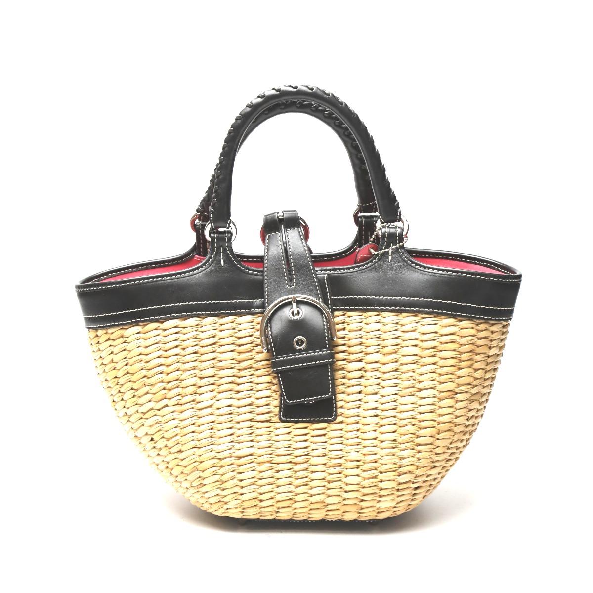 

COACH Tote Bag Basket bag Handbag Brown x black Women 6271 Used