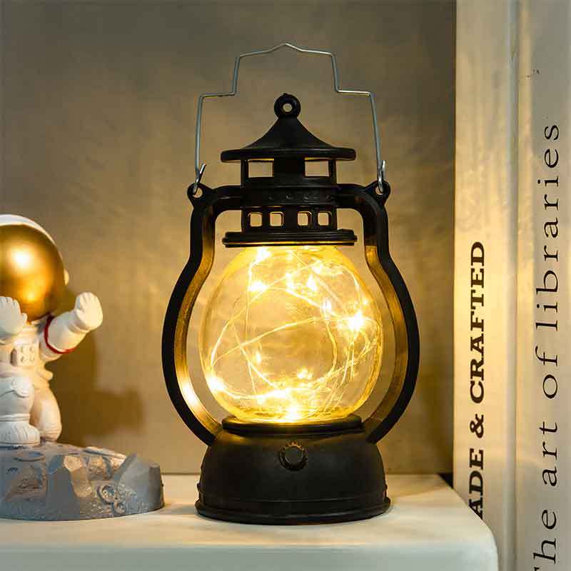 Decor Lanternă LED de Crăciun Lanternă Crăciun Vintage Castel Agățat Lumină LED Retro Suport Lumânare Lanternă lampă suspendată