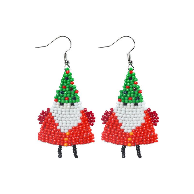 1 Pair of Bohemian Beaded Colorful Geometric Long Earrings as Earring Accessories