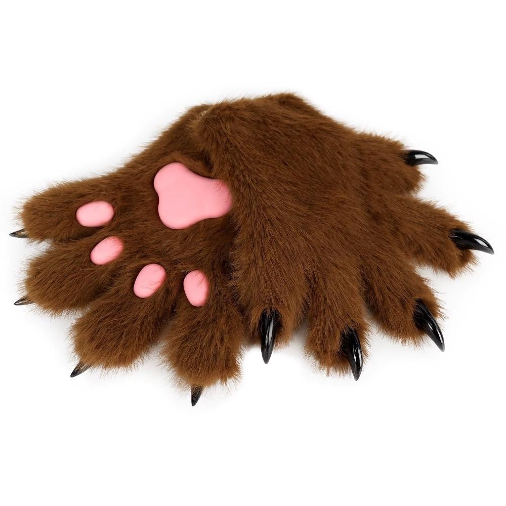 Furry Cosplay Costume Gloves Cartoon Puppy Claw Mittens Cute Plush Cat Paw Gloves Gifts