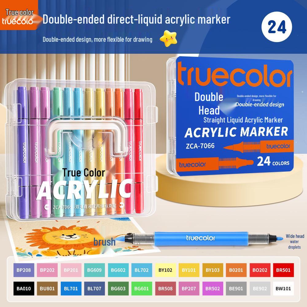 Двусторонний акриловый маркер с истинным цветом, нетоксичный, смываемый, для искусства, рисования, ведения дневника и живописи студентов.