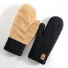 Plush Thickened Warm Finger Mittens Double Layer Warm Knitted Gloves Fashion Gloves  Cold Outdoor