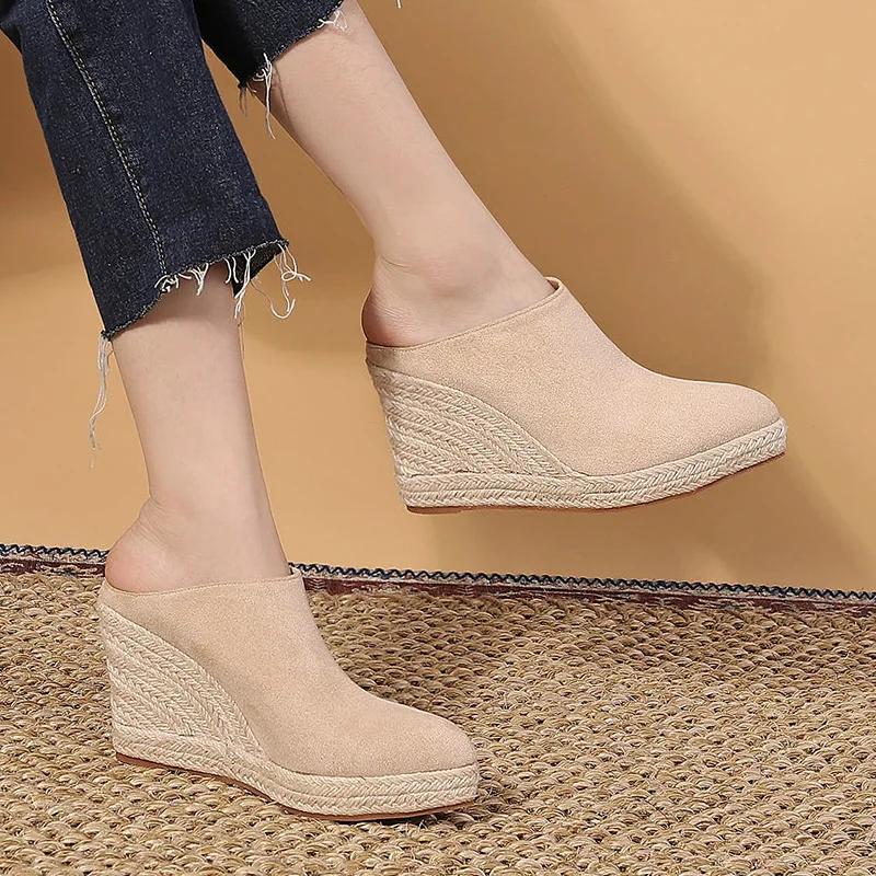 Fashion Spring Summer Fashion High Heels Women Party Shoes Brand Modern Elegant Ladies Wedges 9cm Women Pumps Black D293
