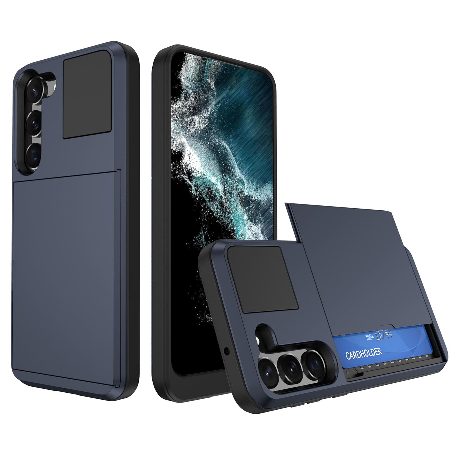 

Cell Phone Case for Samsung Galaxy S23,Sliding Card Holder PC+TPU Anti-drop Cover Navy Blue