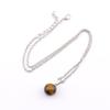 Natural Crystal Stone Sphere Pendant, 14mm, Melon Seed Clasp, Single Hole DIY Necklace, N766
