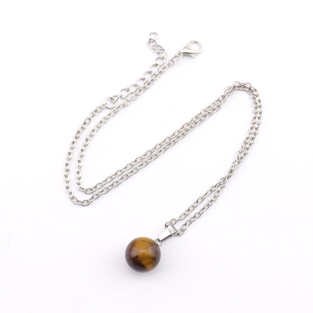 Natural Crystal Stone Sphere Pendant, 14mm, Melon Seed Clasp, Single Hole DIY Necklace, N766