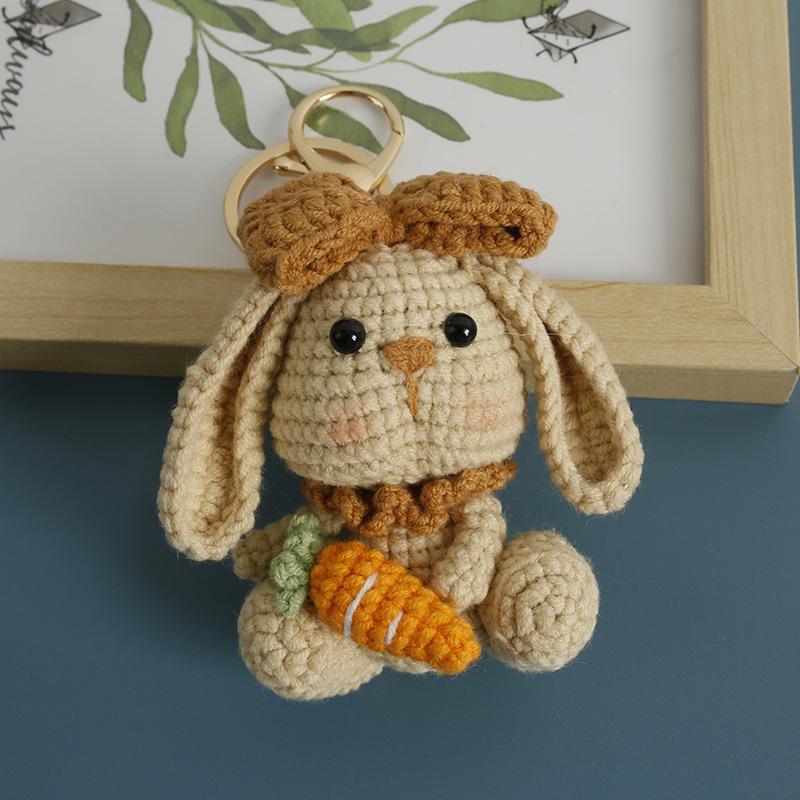 Handmaking Crochet Rabbit Doll Keychain For Gifts Cute Animal Doll Crochet Keychains Knitting Kitten Keyrings Custom