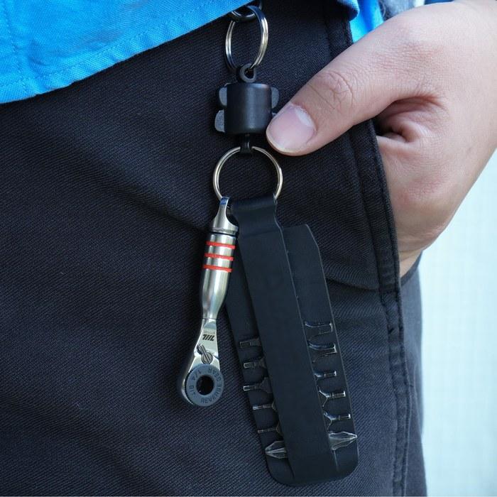 [711L] Key Ring Loop DUO 1/4 inch Hex & 4mm Bit Compatible Key Holder Attachment EDC Extension Accessory 2-pack (#7AZ2S)
